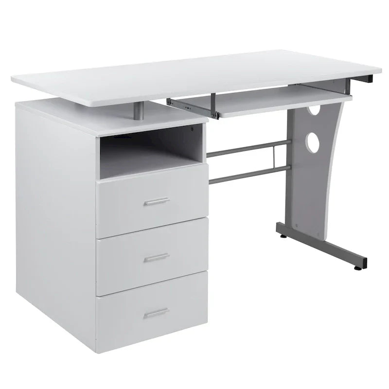 3-Drawer Pedestal Computer Desk with Keyboard Tray - image 28
