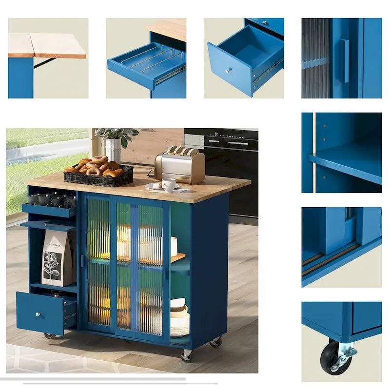 Merax Spacious Kitchen Island Cart with Adjustable Shelf and Dual Drawers - image 29
