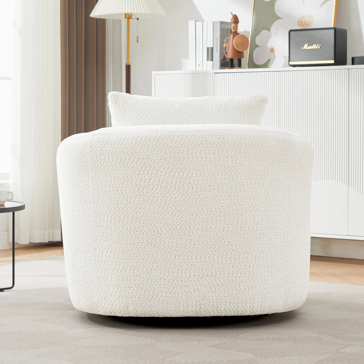 Harper & Bright Designs 360- Swivel Accent Chair, Barrel Chair Swivel Upholstered Sofa Chair with Cushion for Living Room Office, Beige - image 13