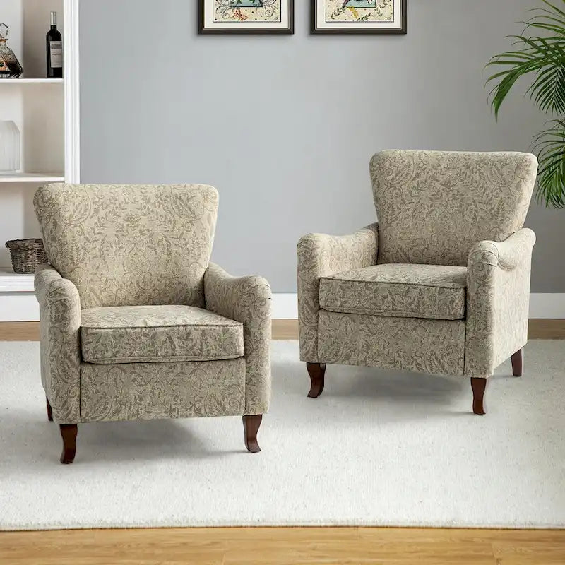 Set of 2 Samouel Contemporary Floral Wingback Armchairs by HULALA HOME - image 29