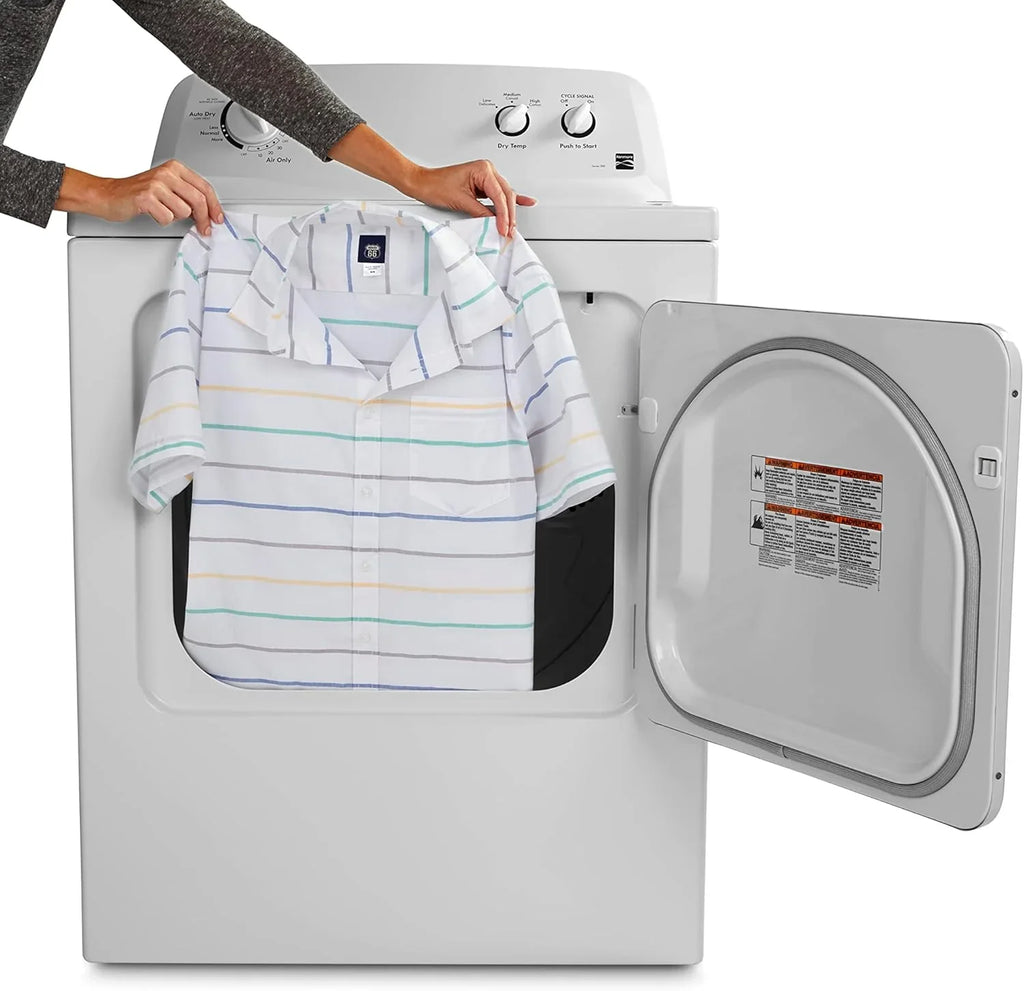 29′′ Front Load Electric Dryer with Wrinkle Guard and 7.0 Cubic Ft. Total Capacity, White