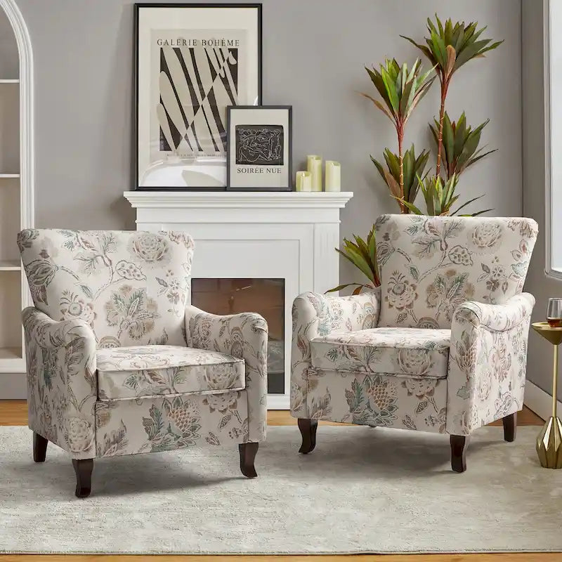 Set of 2 Samouel Contemporary Floral Wingback Armchairs by HULALA HOME - image 8