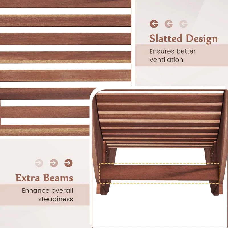 Acacia Wood Outdoor Patio Rocking Chair With Widened Slatted Seat Amp High Back Porch Rocker Sun Lounger For Backyard Garden 