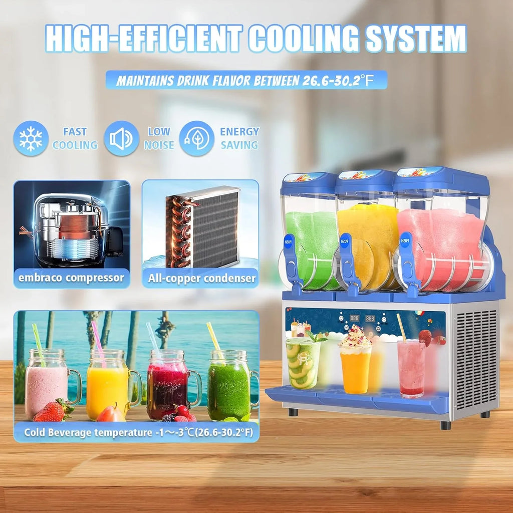 Commercial Slushy Machine - 1000W 30L Tanks Slush Maker Machine 304 Stainless Steel Commercial Margarita Machines Efficient C