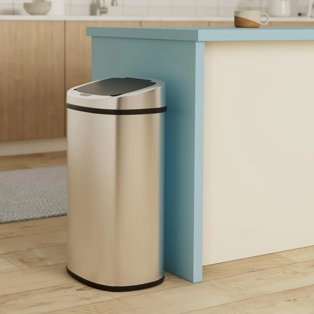 Bigacc 13 Gallon 50 Liter Kitchen Trash Can with Touch-Free & Motion Sensor, Automatic Stainless-Steel Garbage Can, Anti-Fing