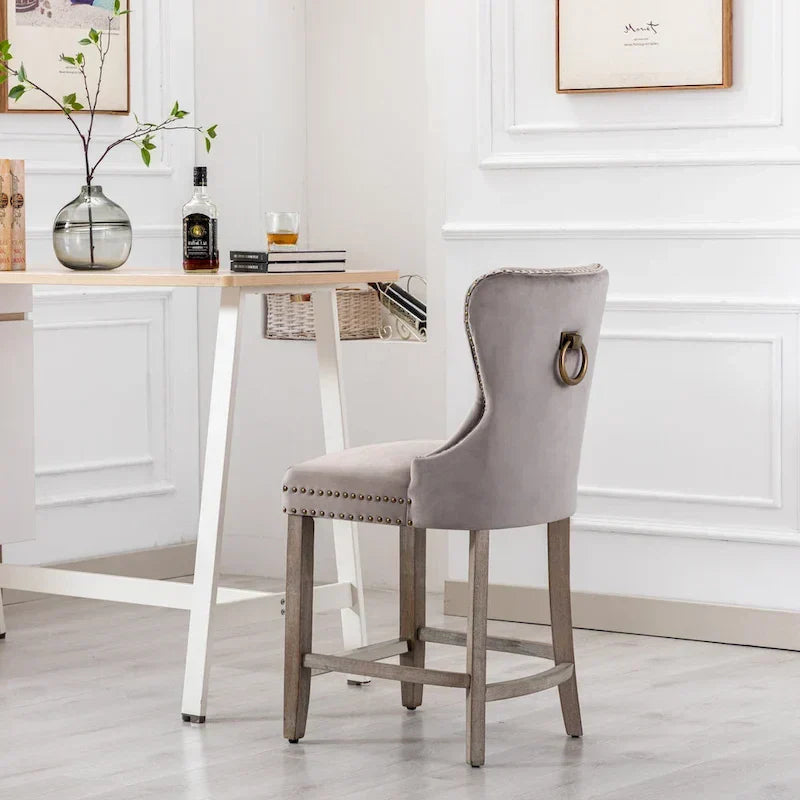Carter 24-Inch Wingback Tufted Counter Stool with Antique Grey Legs and Nailhead Trim - image 16