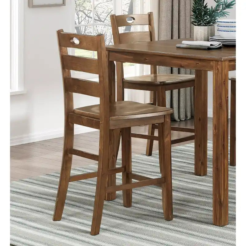 5-Piece Wooden Counter Height Dining Set: Square Table and 4 Chairs for Your Kitchen - image 3