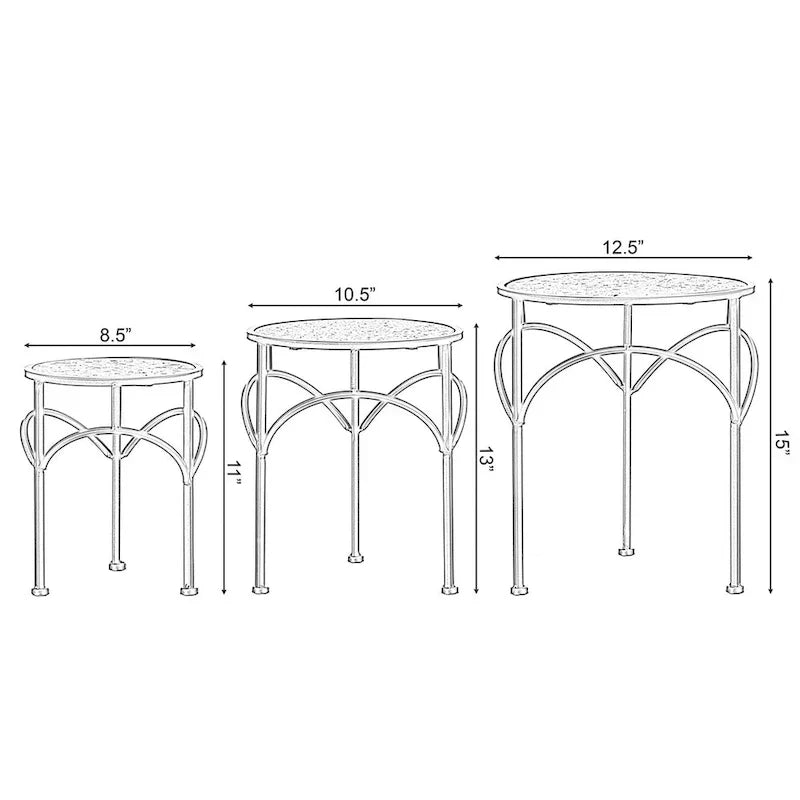 Set of 3 Decorative Gold Metal Round Plant Stands with Modern White Marble Top - Stylish End Side Tables - image 4