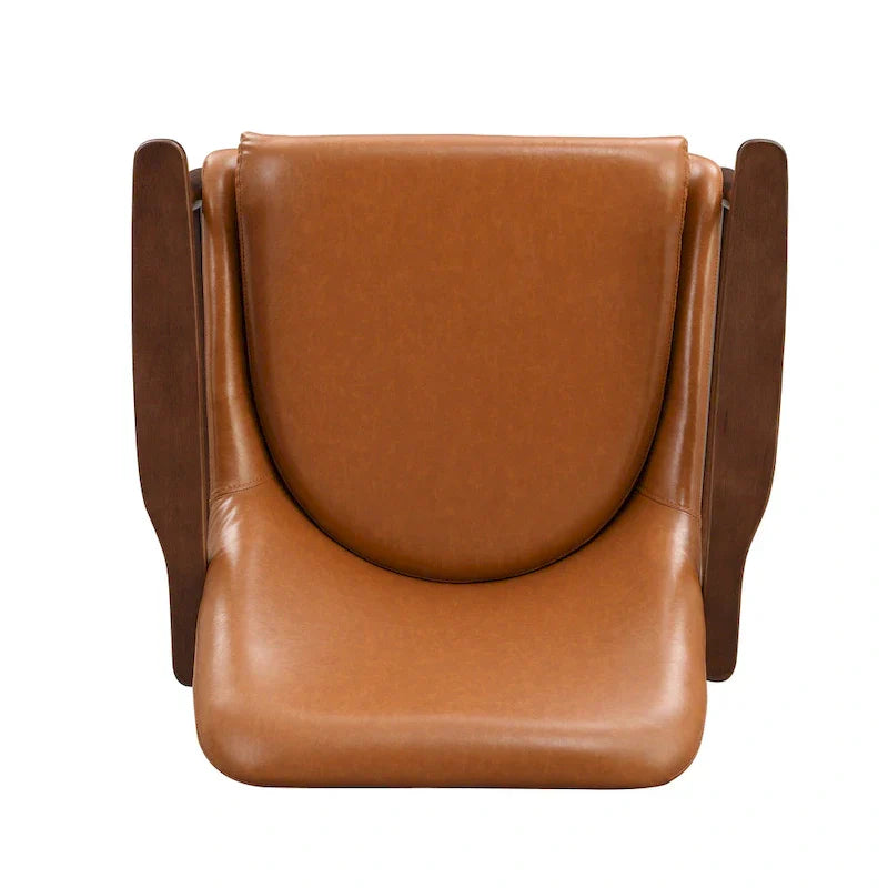 Mid-Century Modern Faux Leather Accent Chair - 29.2", Cushioned Seat, Sturdy Wood Frame, and Brass-Tipped Legs - image 10