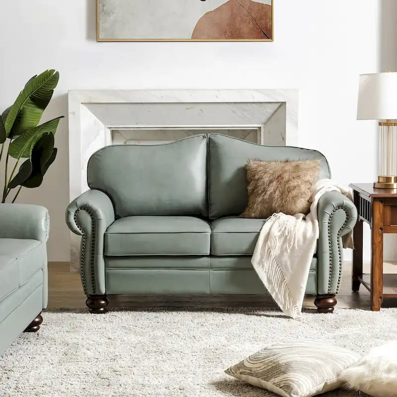 Angel Transitional Genuine Leather Sofa with Tufted Backrest by HULALA HOME - image 26