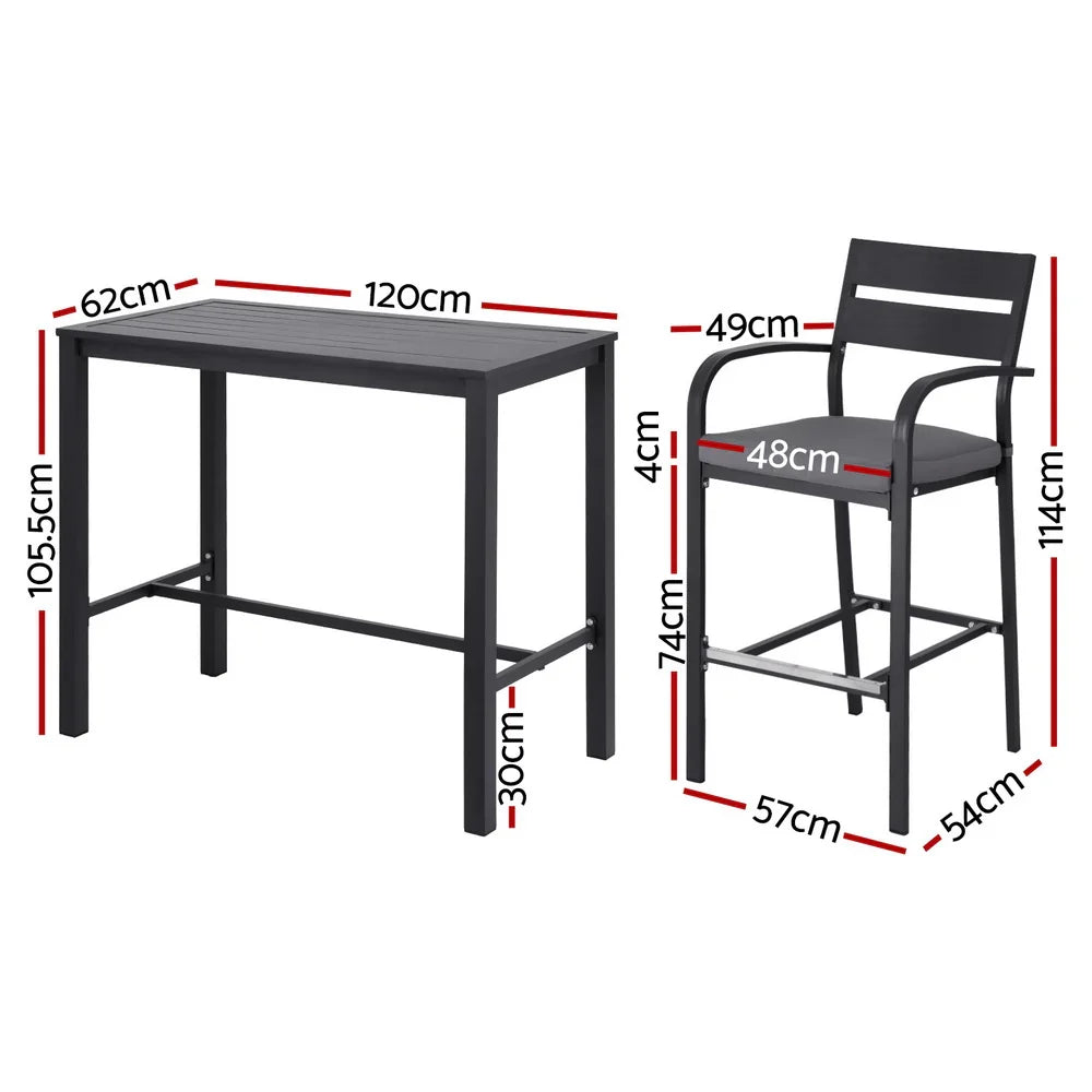Gardeon Outdoor Bar Set 5-Piece Patio Dining Chairs Aluminium Table Stools - image 2
