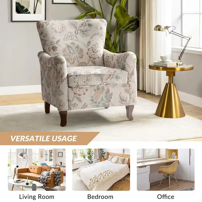 Set of 2 Samouel Contemporary Floral Wingback Armchairs by HULALA HOME - image 9
