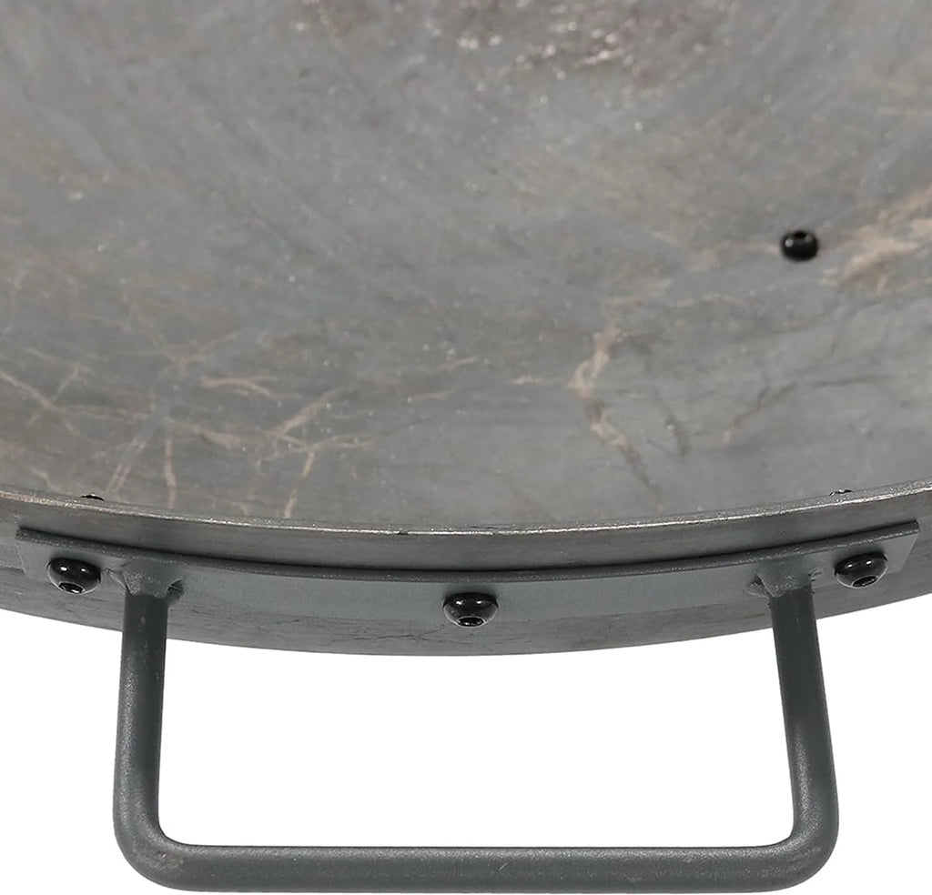 34-Inch Rustic Cast Iron Outdoor Raised Fire Pit Bowl with Handles - Oxidized Finish - image 15