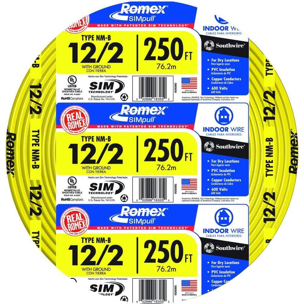 Southwire Romex SIMpull 250-ft 12/2 Non-Metallic Wire (By-the-Roll)-Instock - image 1