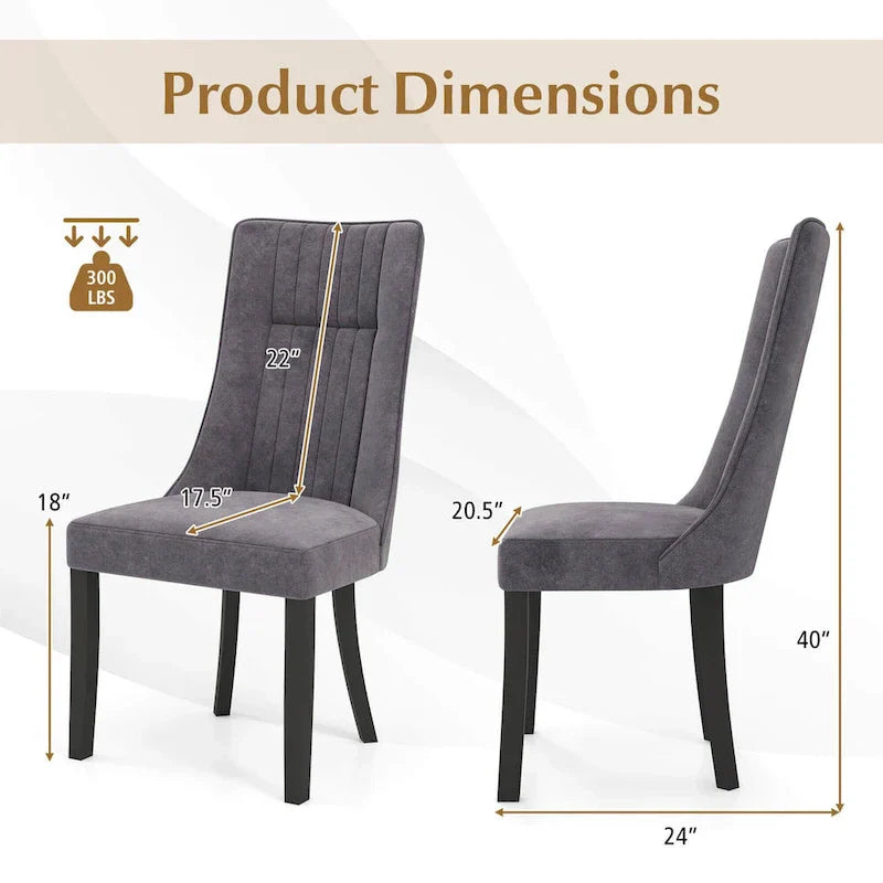 Costway Set of 2/4 Channel Tufted Dining Chairs with High Backrest - image 3