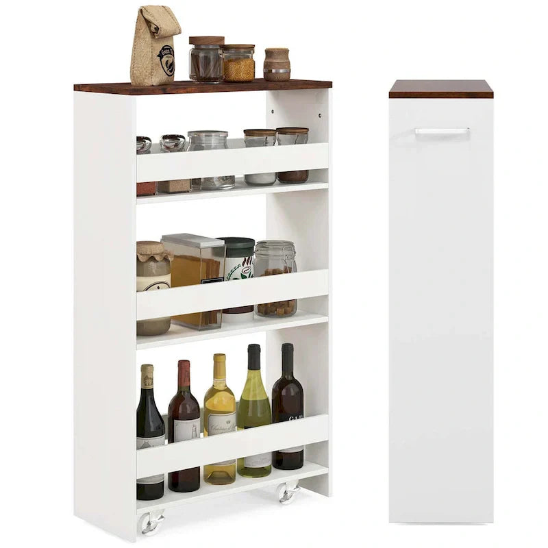 Costway 4-Tier Slim Rolling Kitchen Cart with Wheels - 8 Storage Compartments - image 27
