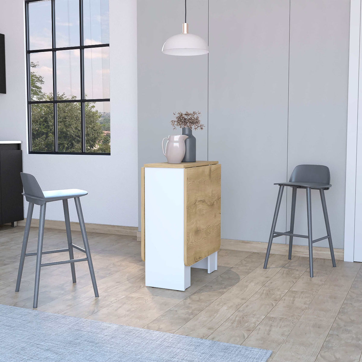 DUOSONG Kailua Folding Dining Table, Space-Saving, Foldable In 3 Forms Multicolor Engineered Wood Furniture Primary Living Space Cabinets - image 5