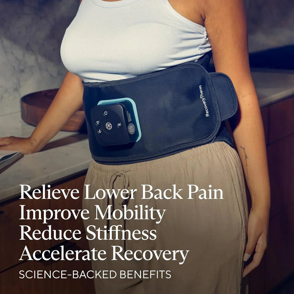 RecoveryTherm Back - Hot Vibration Back and Core Wrap for Athletes - Advanced Hot Vibration for Pain Relief Wrap with Cryothe