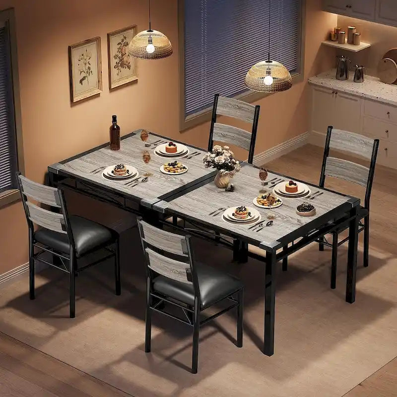 Wooden Dining Table Set with Upholstered Chairs for Kitchen - image 21