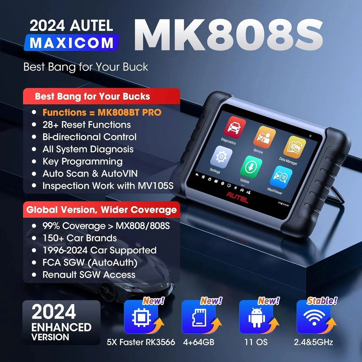 2024 Bidirectional Tool as MK808BT Pro MX808S M808Z, Function as MaxiCheck MX900, Active Test, All System Diagnose, Injector Coding. - image 2