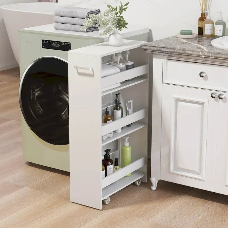 Costway 4-Tier Slim Rolling Kitchen Cart with Wheels - 8 Storage Compartments - image 16