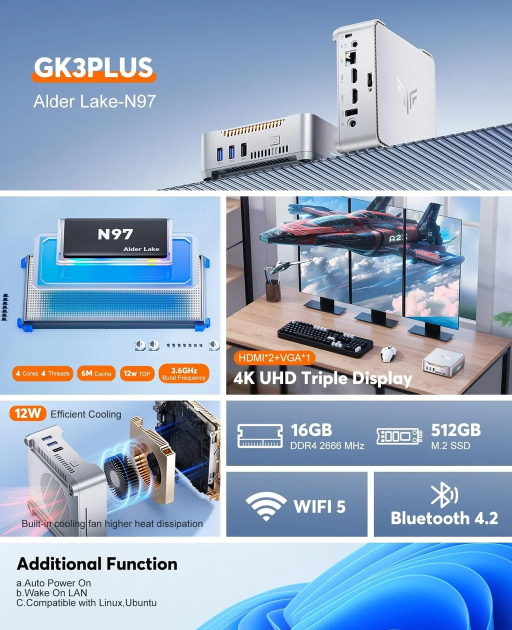 KAMRUI GK3Plus Mini PC, 16GB RAM, 512GB M.2 SSD Mini Computer - image 20