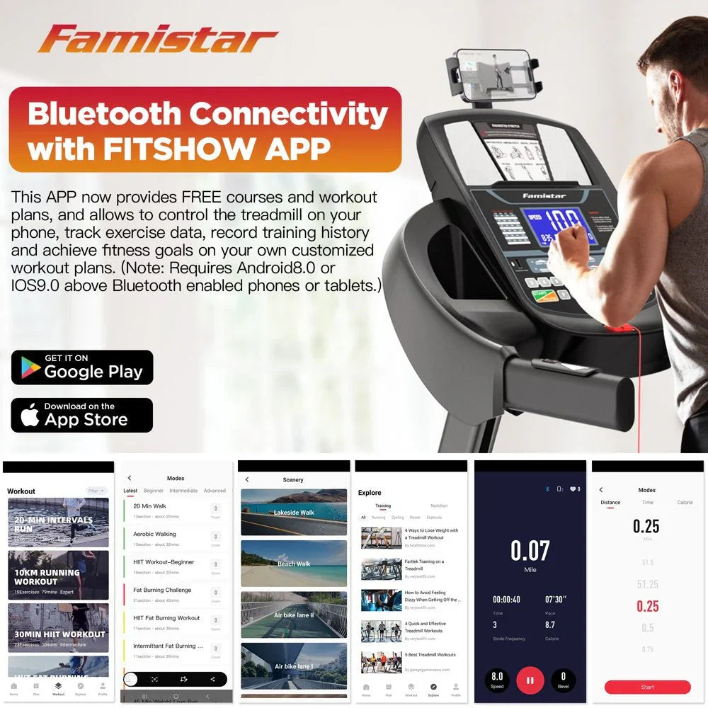 Famistar Folding Treadmill for Home with 15 Levels Auto Incline, 300LB Capcity, 10MPH Fast Speed Controls - image 7