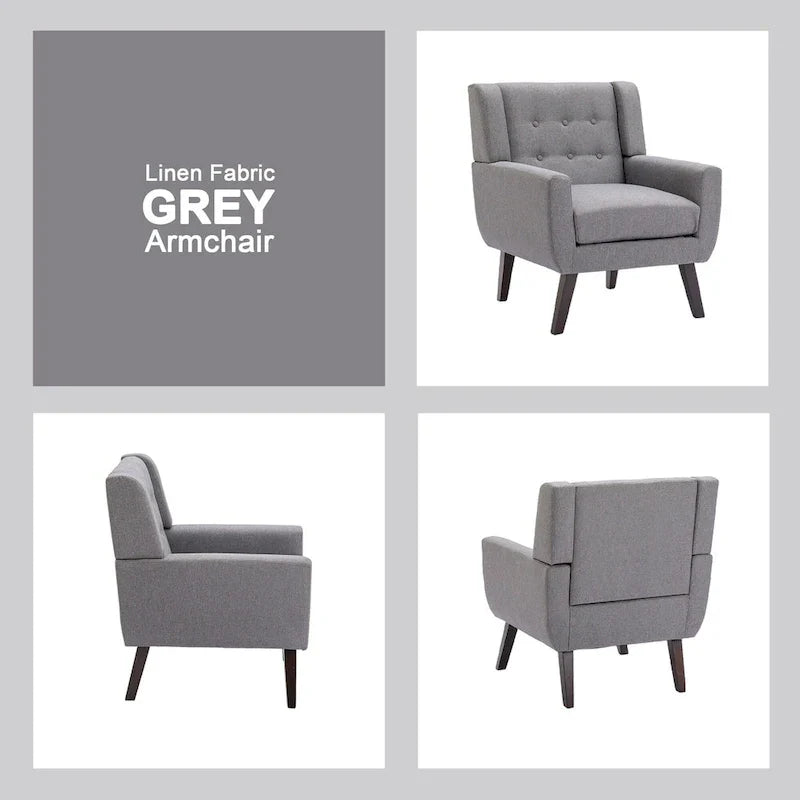 Contemporary Linen Button-Tufted Accent Chair - image 16