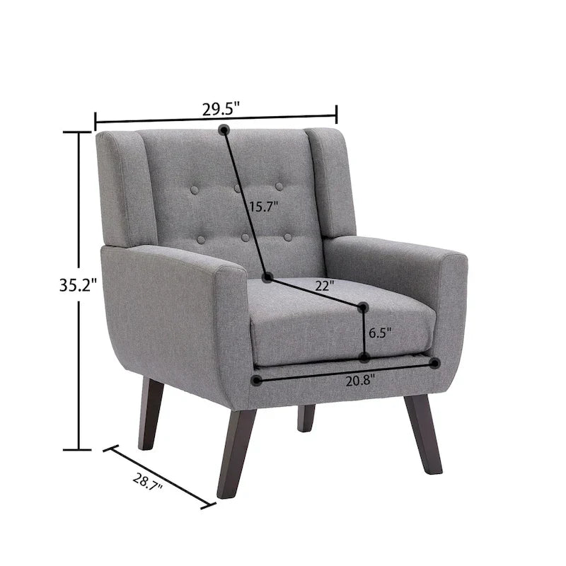 Contemporary Linen Button-Tufted Accent Chair - image 5