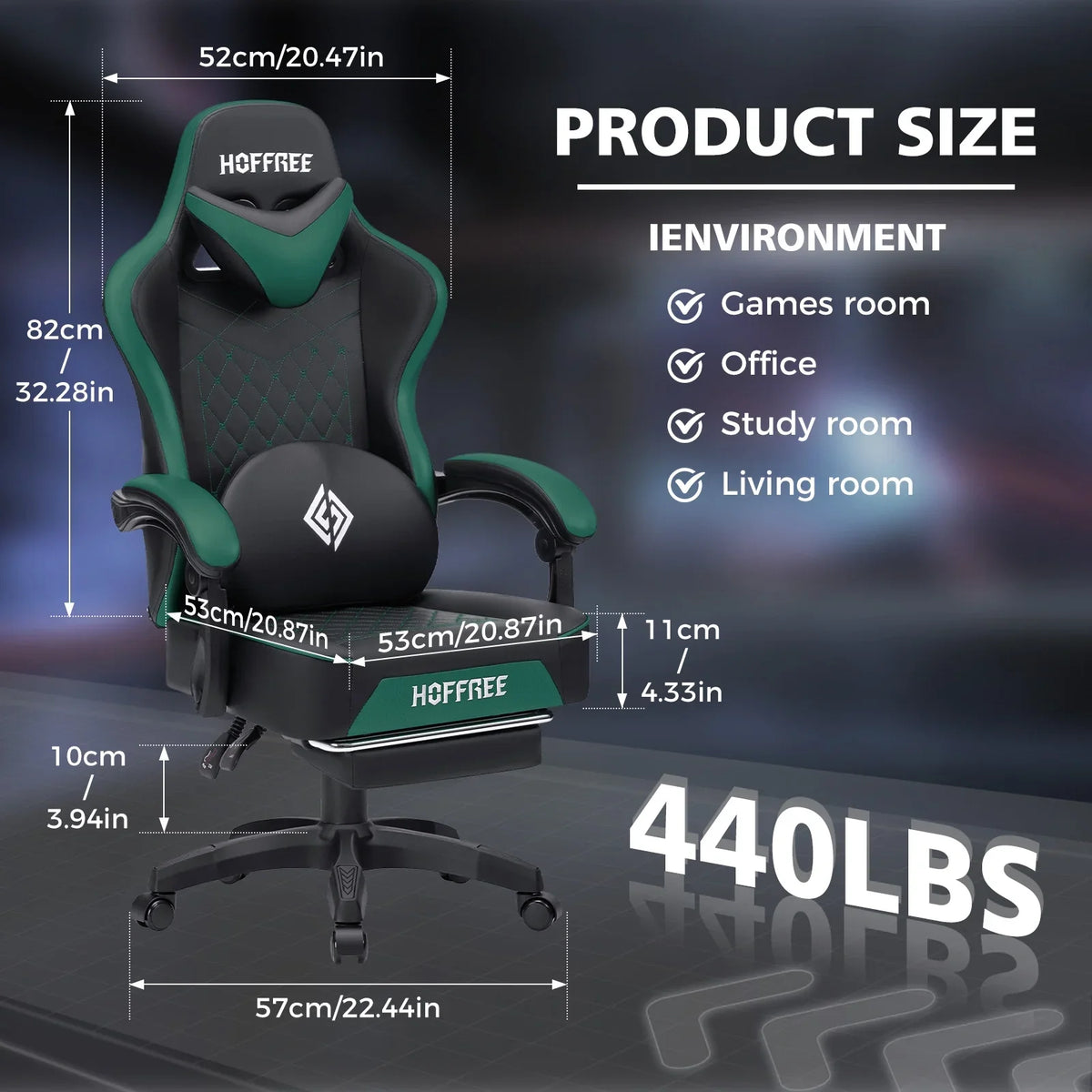 Hoffree Gaming Chair with Massage and Footrest Big and Tall Gamer Chair with Headrest and Lumbar Support PU Computer Game Chair for Adults Office - image 70