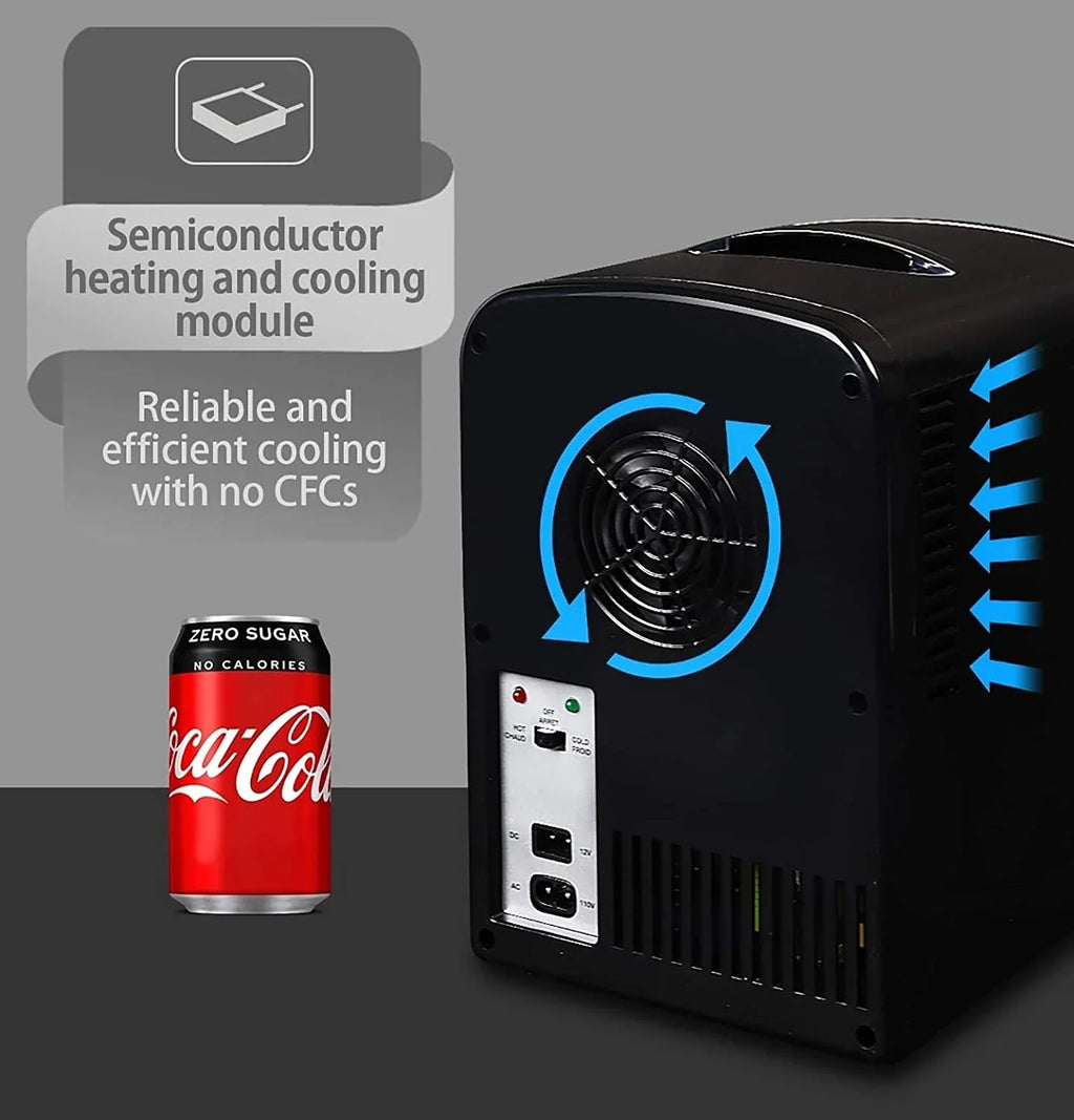 Coca-Cola Coke Zero 4L Portable Cooler/Warmer, Compact Personal Travel Fridge for Snacks Lunch Drinks Cosmetics, Includes 12V and AC Cords - image 3