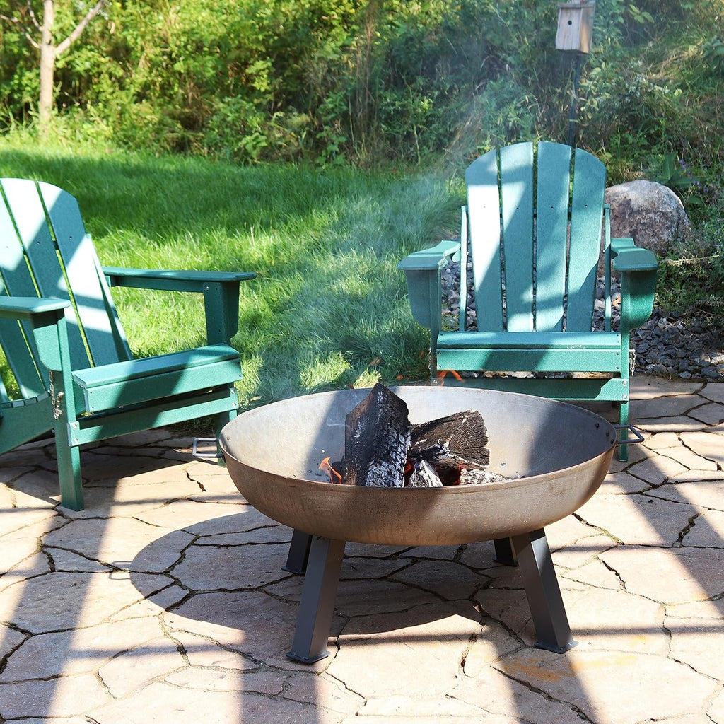 34-Inch Rustic Cast Iron Outdoor Raised Fire Pit Bowl with Handles - Oxidized Finish - image 12