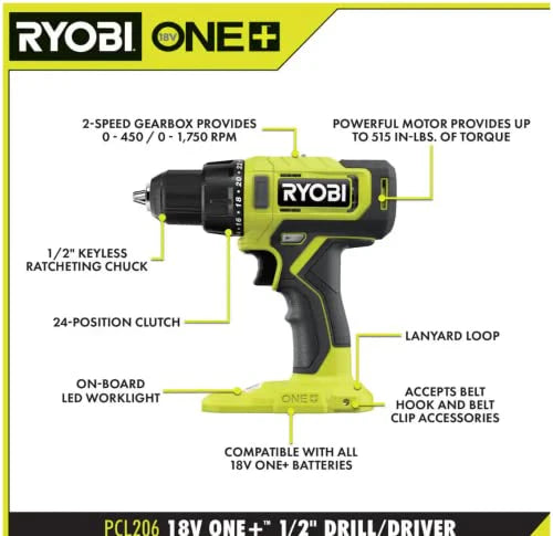 RYOBI ONE+ 18V Cordless 6-Tool Combo Kit with Drill, Impact Driver, Saw, Multi-Tool & LED Light - image 5