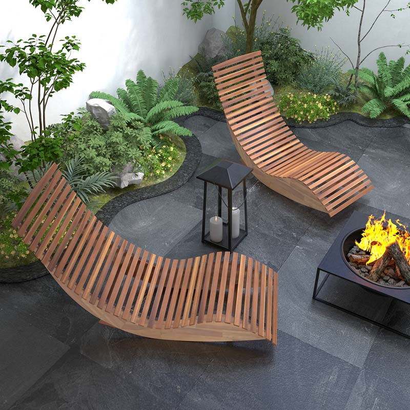 Acacia Wood Outdoor Patio Rocking Chair With Widened Slatted Seat Amp High Back Porch Rocker Sun Lounger For Backyard Garden 