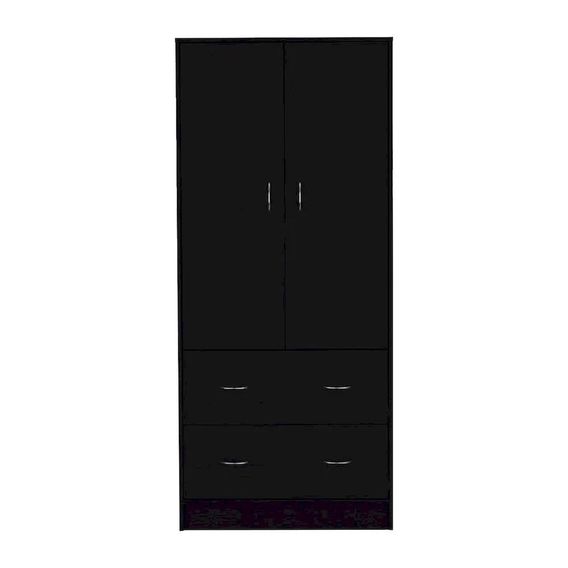 30.9-Inch Contemporary Double-Door Armoire with Two Drawers and Hanging Rod for Bedroom Storage - image 14