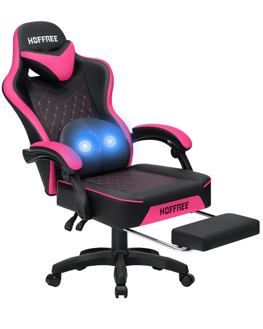 Hoffree Gaming Chair with Massage and Footrest Big and Tall Gamer Chair with Headrest and Lumbar Support PU Computer Game Chair for Adults Office - image 7
