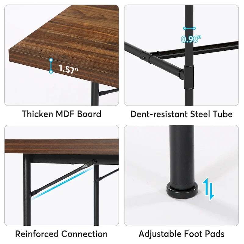 70.9-Inch Rustic Rectangle Dining Table with Metal Tube Frame - image 14