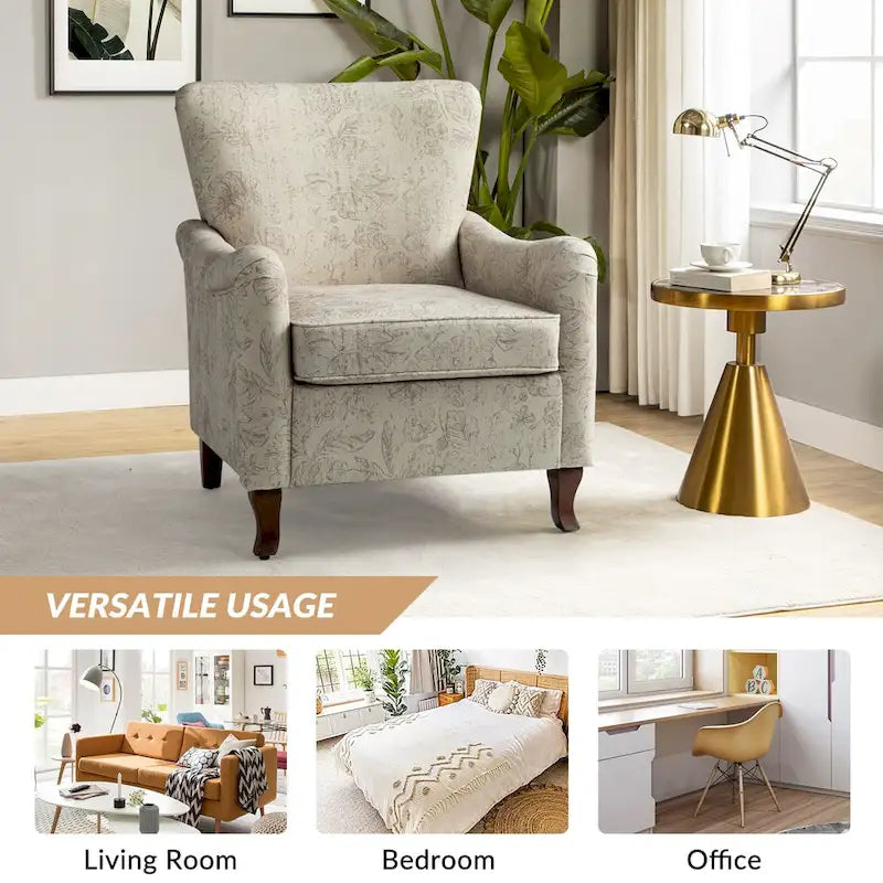 Set of 2 Samouel Contemporary Floral Wingback Armchairs by HULALA HOME - image 30