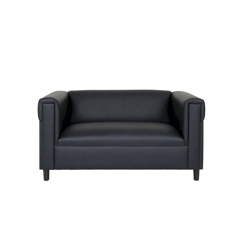 Mid-Century Modern Loveseat Sofa by Coast to Coast - Upholstered Faux Leather with Solid Wood Frame - image 4