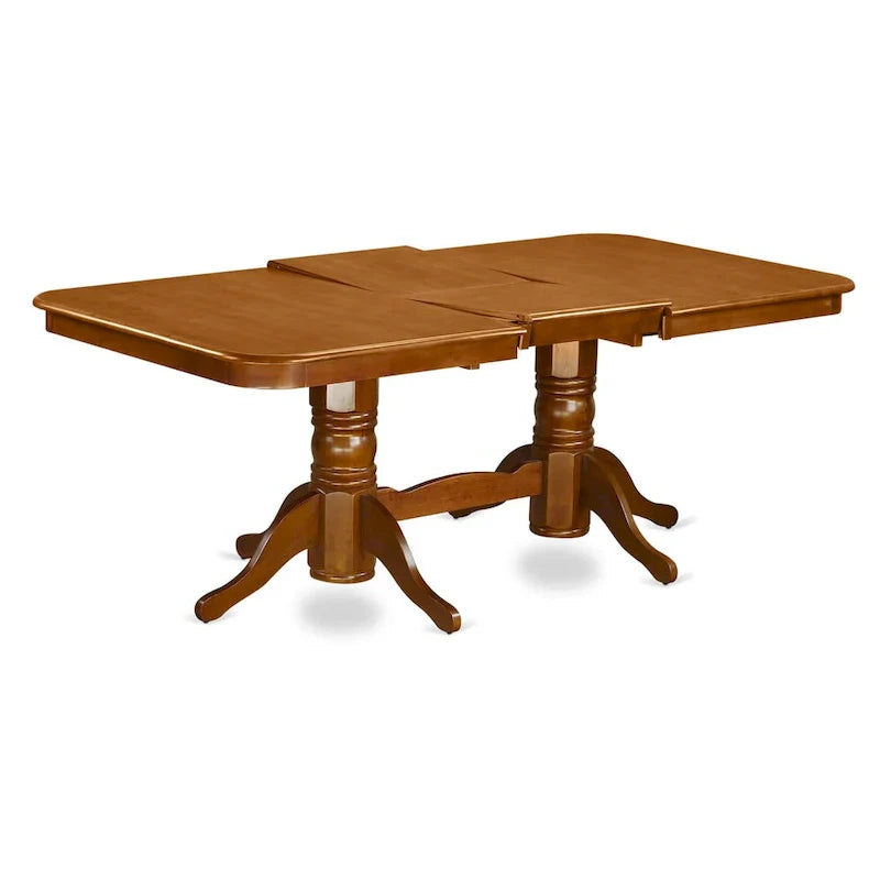 East West Furniture 9-Piece Saddle Brown Kitchen Dining Set - Rectangular Table with 8 Chairs (Various Seat Options) - image 4