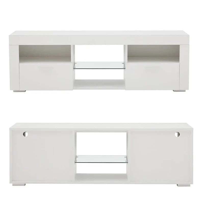 Contemporary LED TV Stand Media Console with Illuminated Features - High Gloss Finish, 51L x 14W x 16H inches - image 4
