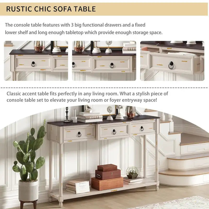 Entryway Console Table with Drawers and Extended Shelf - image 34