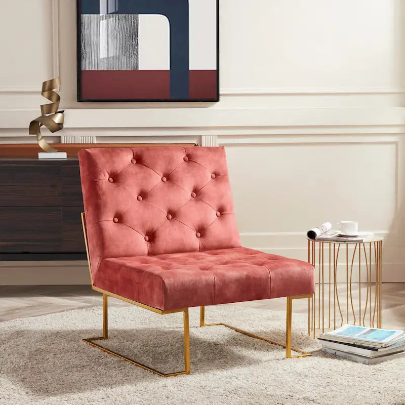 Corvus Savannah Tufted Velvet Lounge Chair with Upholstered Accent - image 3