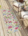 Outdoor Botanical 4 ft Runner Multi Area Rug Indoor Outdoor Rug - image 1