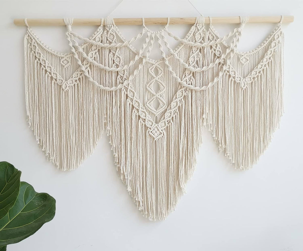 guzhiou Large Macrame Wall Hanging - Boho Tapestry Macrame Wall Decor Art- Chic Bohemian Handmade Woven Tapestry Home Decoration for Bed - image 1