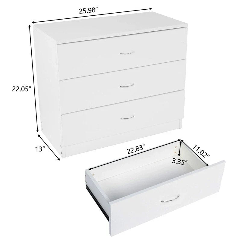 Contemporary White 3-Drawer Dresser - image 4