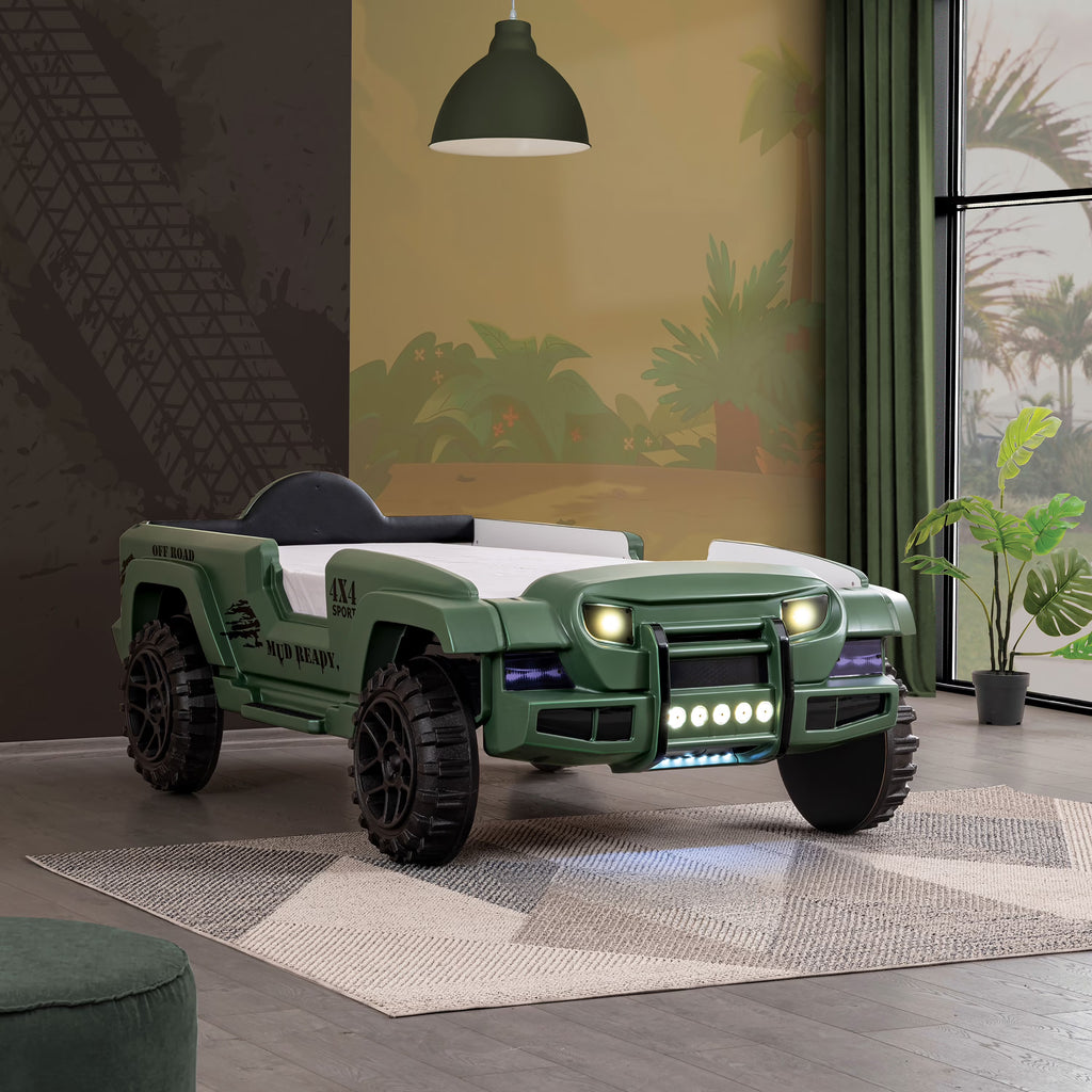 Furniture of America Terra Kids Plastic Twin SUV Bed with LED and Sound, Black - image 5
