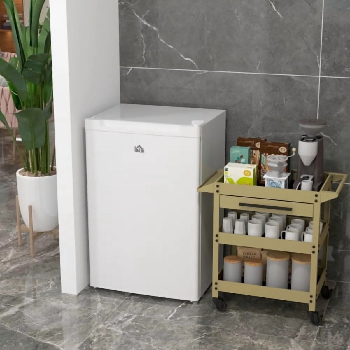 HOMCOM Upright Freezer, 3.0 Cubic Feet Compact Mini Freezer with Reversible Single Door and Adjustable Thermostat, Small freezer for Home, Dorm, Apartment, Home Office, White - image 8