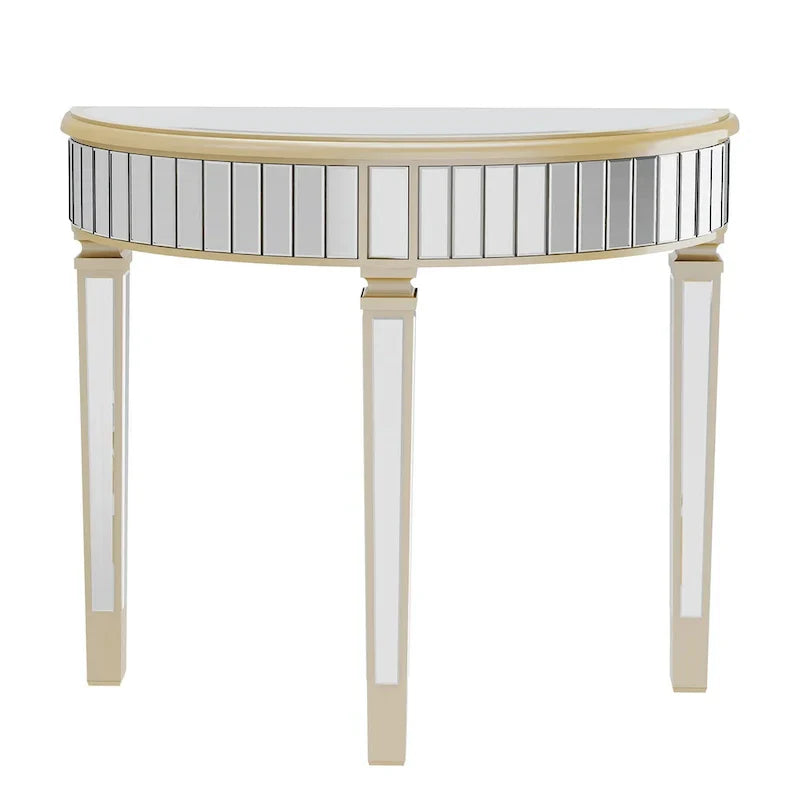 Silver Mirrored Half Moon Console Sofa Table - 35.4 x 31.6 Inches - image 13