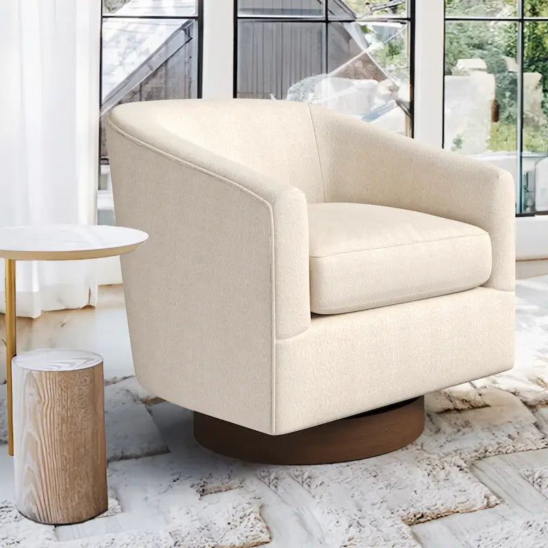 LUE BONA Contemporary Upholstered Wooden Barrel Swivel Accent Chair for Living Room - image 4